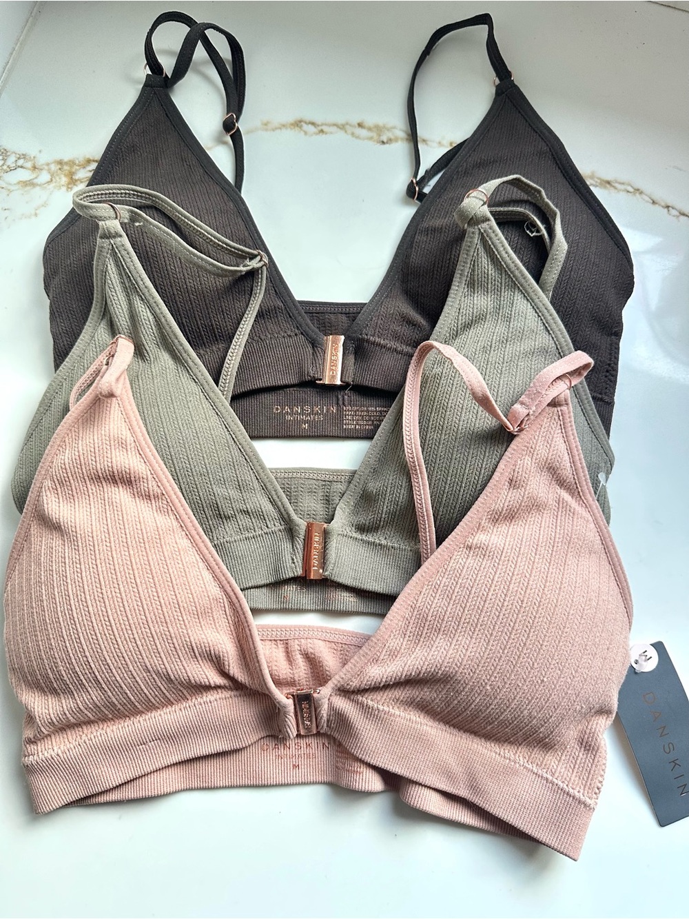 Danskin 3 Intimates seamless ribbed bralettes Medium